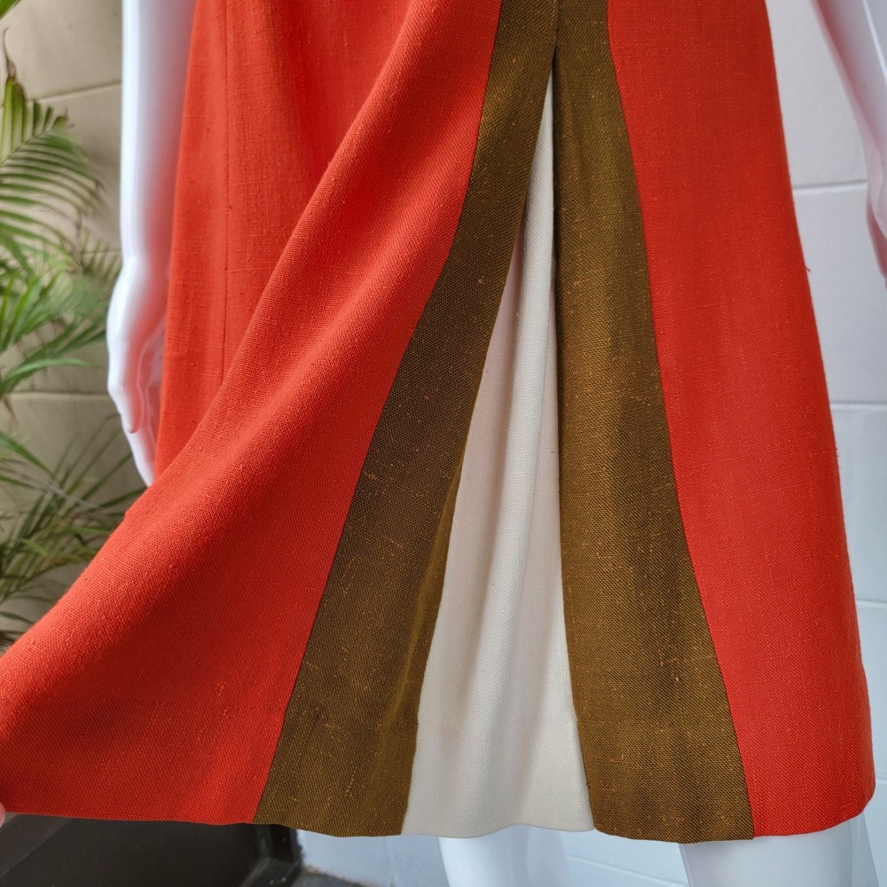Vintage 60s Stacy Ames Dress Orange Brown Cream Women's 8 Mod Retro Shift Union - Picture 6 of 16